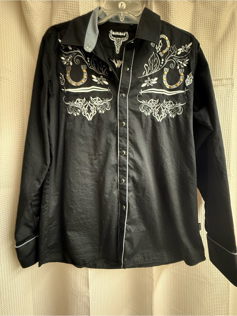 Barabas Black Embroidered Western Shirt